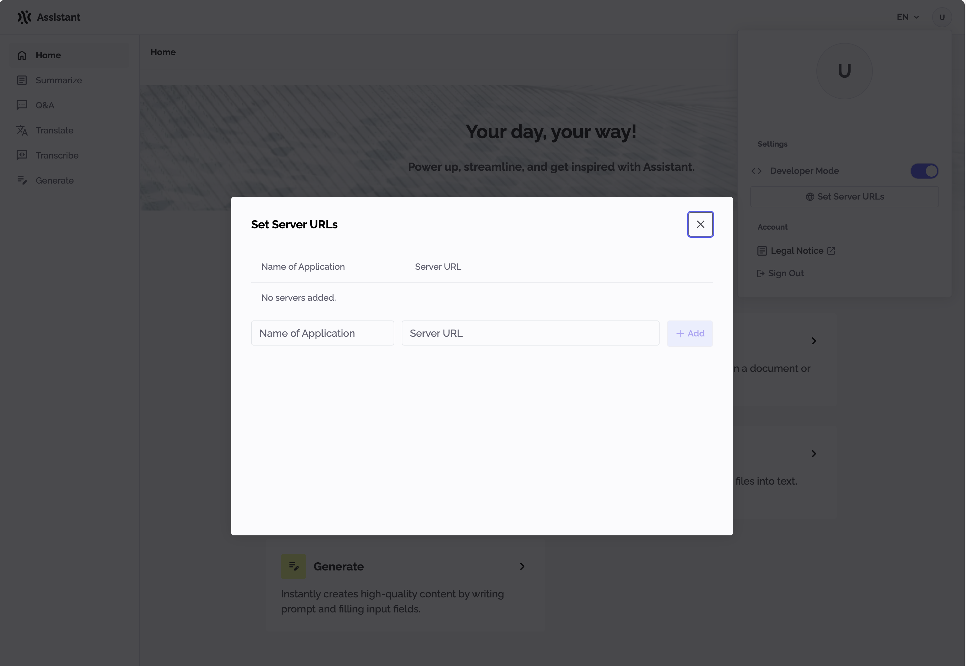 Developer Mode Popup