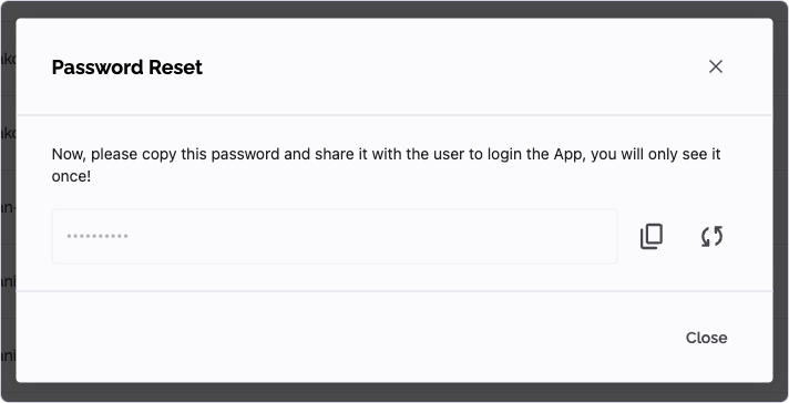 Screenshot Password Reset Dialog